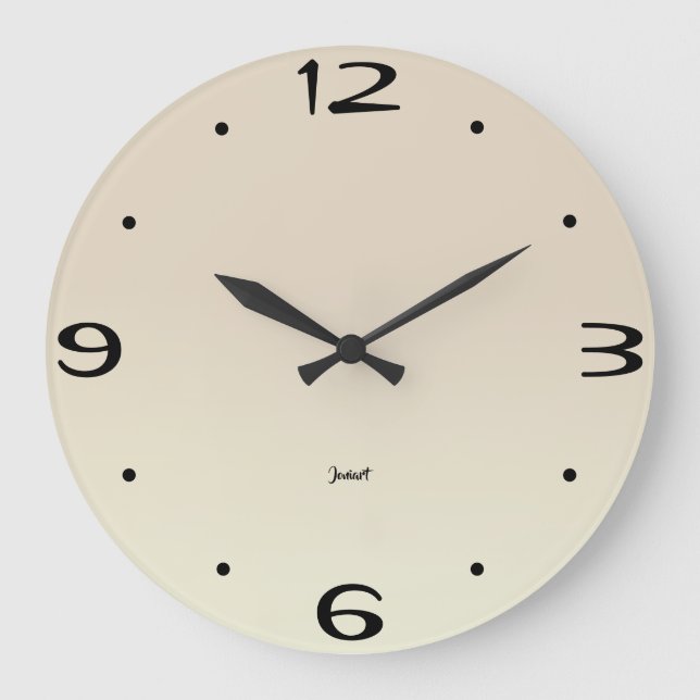 New Home Wall Room Timepiece Beautiful Beige Fade Large Clock (Front)