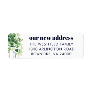New Home Watercolor Trees Moving Return Address