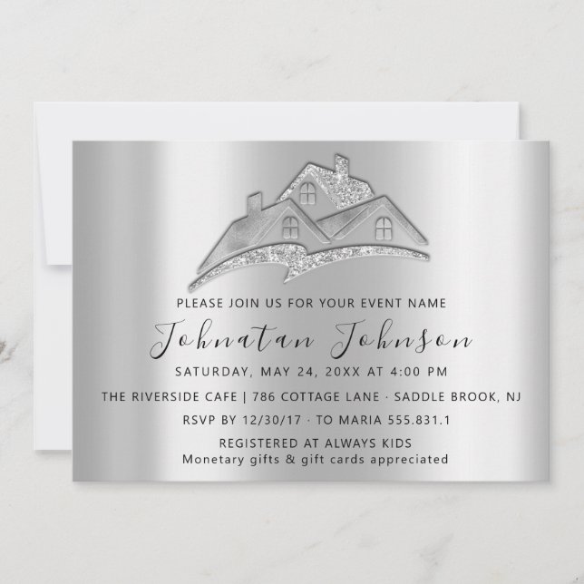 New Home We Have Moved House Party Real EstateGray Invitation (Front)