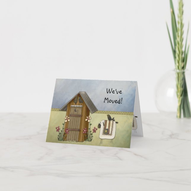 New Home We've Moved Country Crows Outhouse Announcement (Front)