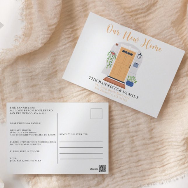 New Home We've Moved Watercolor Pastel Door Postcard (Creator Uploaded)