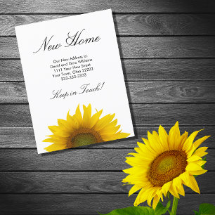New Home Yellow Sunflower Rustic   Announcement Postcard