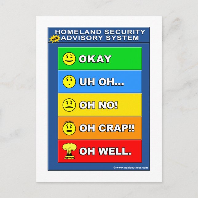 New Homeland Security Advisory System - Funny Postcard (Front)