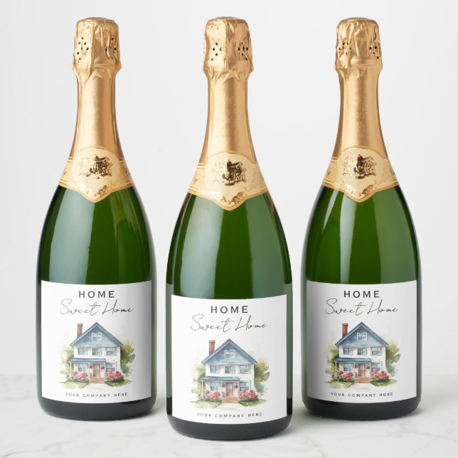 New Homeowner Home Sweet Home Sparkling Wine Label (Bottles)