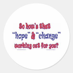 NEW-HOPE-AND-CHANGE-Funky Script Classic Round Sticker
