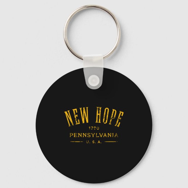 New Hope Pennsylvania Usa Souvenir Distressed Desi Keychain (Front)