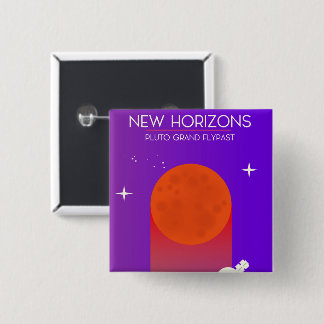 New Horizons Pluto Grand Flypast space art. 2 Inch Square Button