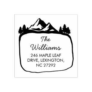 New House Address Announcement Outdoor Mountain  Rubber Stamp
