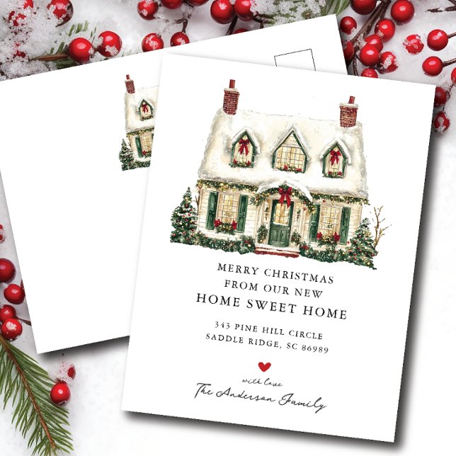 New House Christmas Moving Announcement Postcard (Creator Uploaded)