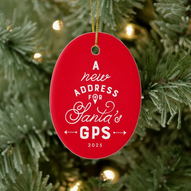 New house cute red one photo Christmas Ceramic Ornament (Tree)