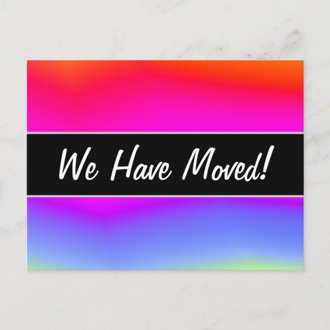 New House; Fun Multicolored Rainbow-Like Pattern Announcement Postcard (Front)