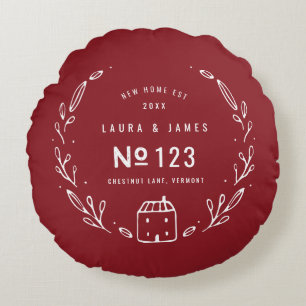 New house hand drawn floral design round pillow