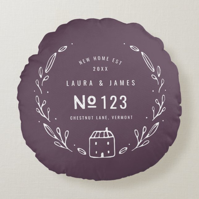 New house hand drawn floral design tartan backer round pillow (Front)