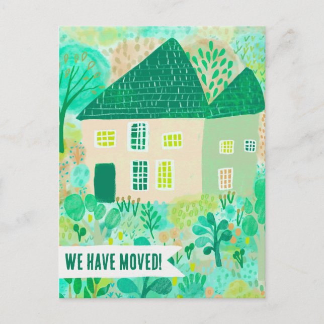 New House Moving Announcement Change Address Sweet Postcard (Front)