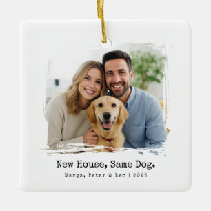 New House, Same Dog , Typewriter Minimal Ceramic Ornament