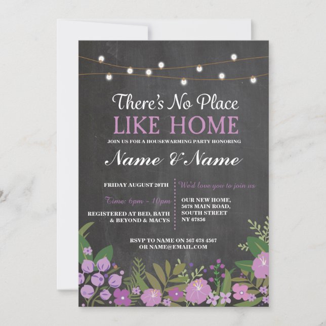 New House warming Sweet Home Key Chalkboard Invite (Front)