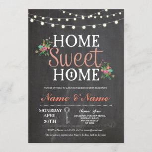 New Housewarming Sweet Home Key Chalkboard Invite