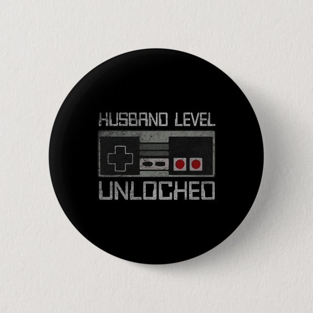 New Husband Level Unlocked Just Married Gamer Bach 2 Inch Round Button (Front)