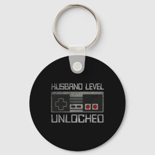 New Husband Level Unlocked Just Married Gamer Bach Keychain