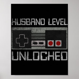 New Husband Level Unlocked Just Married Gamer Bach Poster