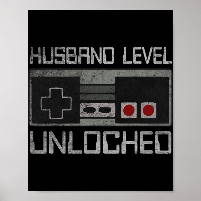 New Husband Level Unlocked Just Married Gamer Bach Poster (Front)