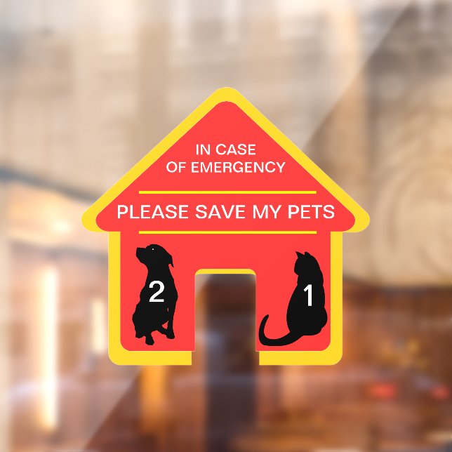 NEW! In Case of Emergency Please Save My Pets Window Cling (Sheet 2)