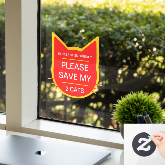NEW! In Case of Emergency Save My 2 Cats Cling (Office)