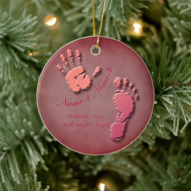 New Infant-hand n footprint Ceramic Ornament (Tree)