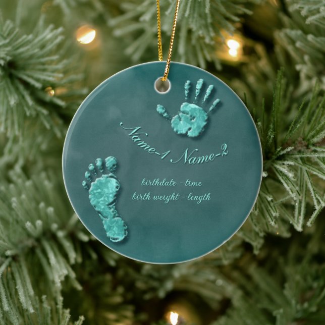 New Infant-hand n footprint Ceramic Ornament (Tree)