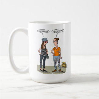 New jeans? No, new cat. Folded Greeting Card Coffee Mug