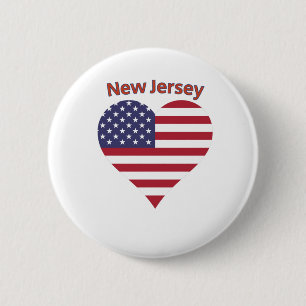 New Jersey American Flag Heart 2 Inch Round Button
