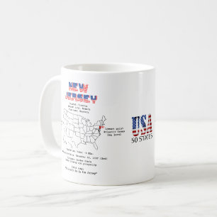 New Jersey American state on a map and useful info Coffee Mug