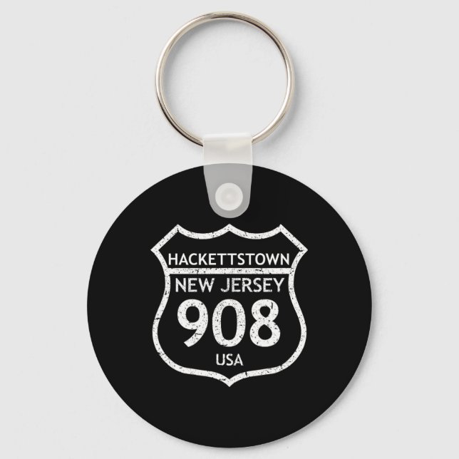 New Jersey Area Code 908 Hackettstown, Nj Home Sta Keychain (Front)