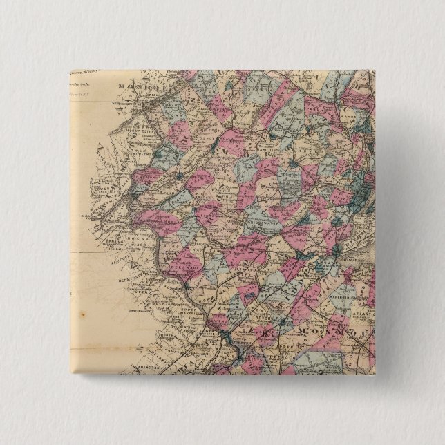 New Jersey Atlas map 2 Inch Square Button (Front)