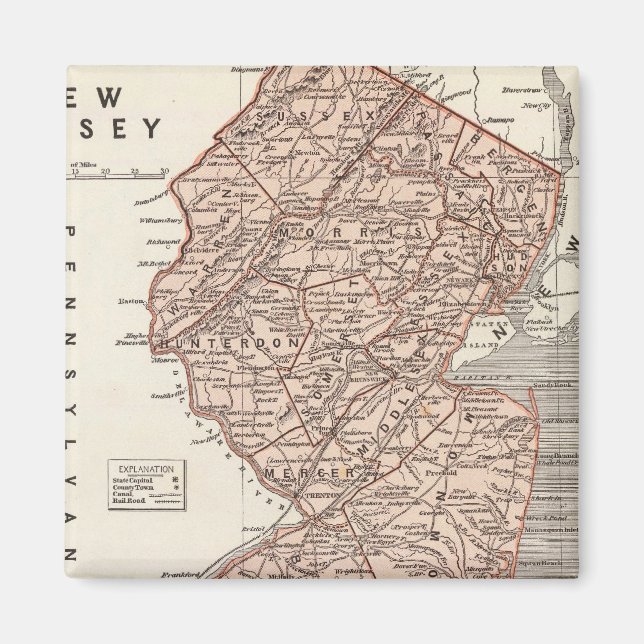 New Jersey Atlas Map Magnet (Front)
