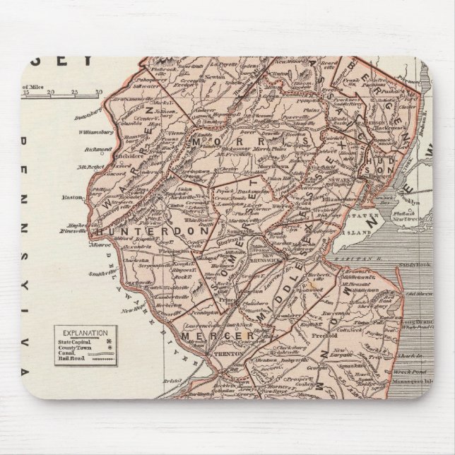 New Jersey Atlas Map Mouse Pad (Front)