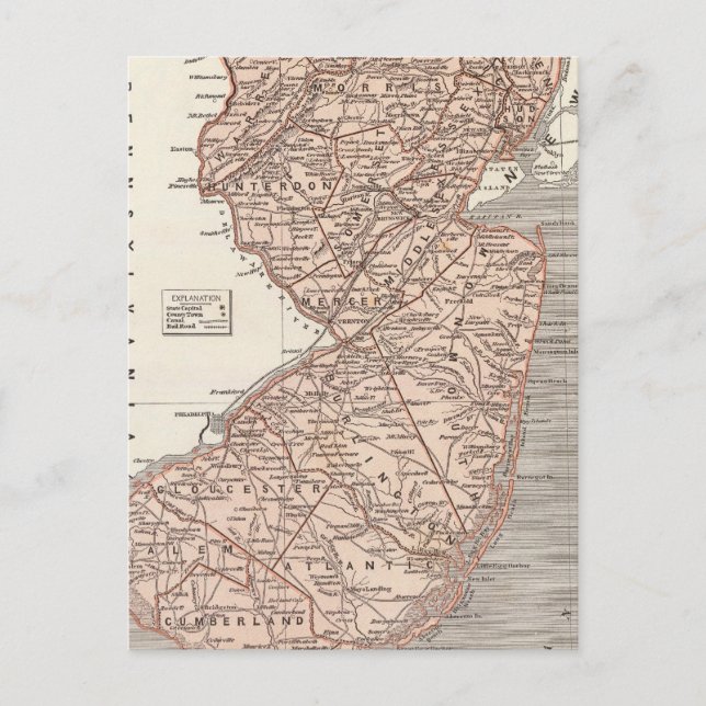 New Jersey Atlas Map Postcard (Front)
