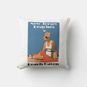 New Jersey Beaches ~ Beach Haven Throw Pillow