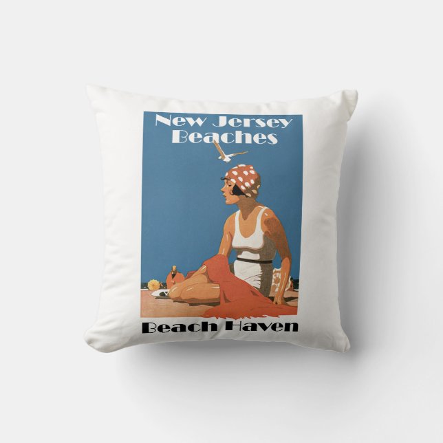 New Jersey Beaches ~ Beach Haven Throw Pillow (Front)