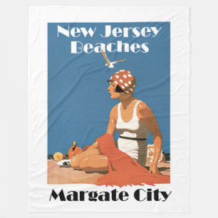 New Jersey Beaches ~ Margate City Fleece Blanket