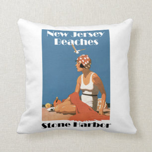New Jersey Beaches ~ Stone Harbour Throw Pillow
