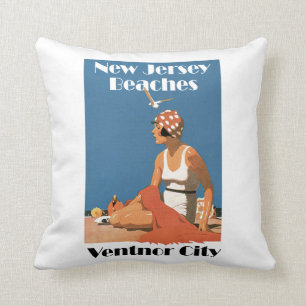 New Jersey Beaches ~ Ventnor City Throw Pillow