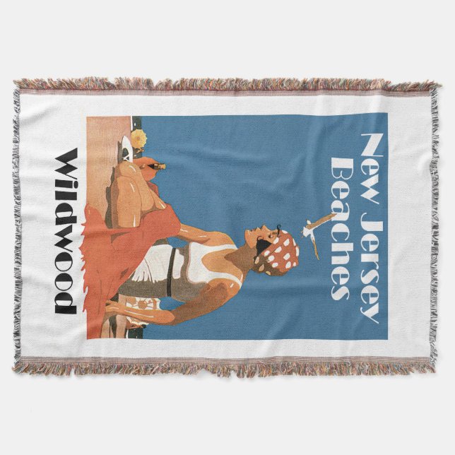 New Jersey Beaches ~ Wildwood Throw Blanket (Front)