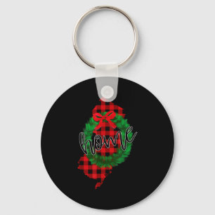 New Jersey Buffalo Plaid Christmas Home Wreath Ret Keychain