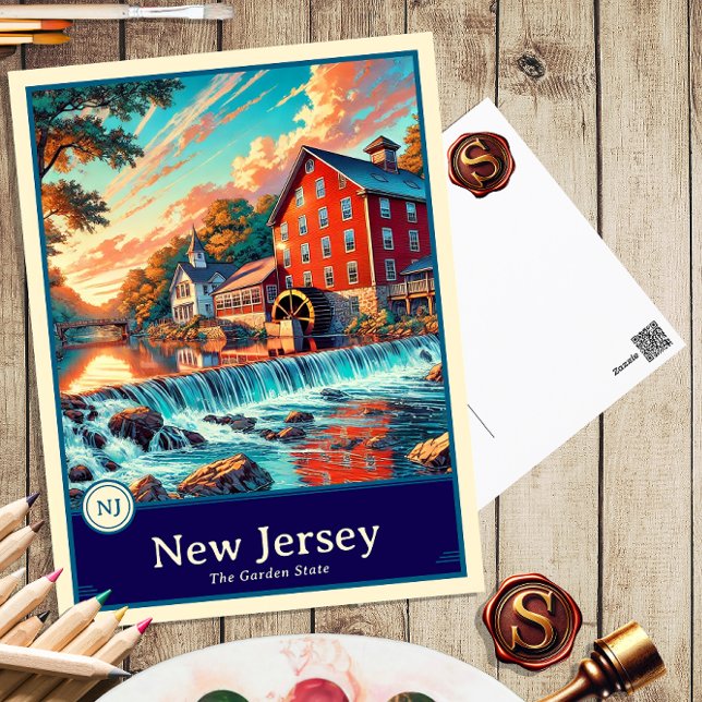 New Jersey | Carte postale ombragée style Anime (Créateur téléchargé)