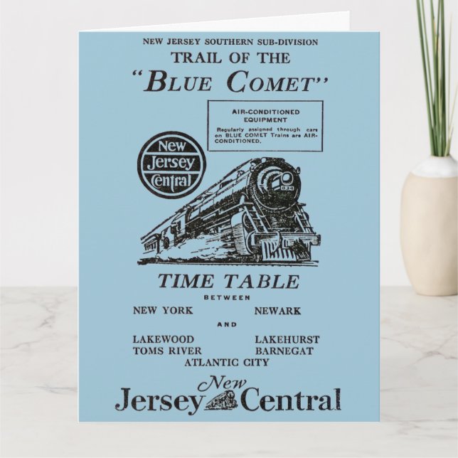 New Jersey Central Blue Comet Train Greeting Card (Front)