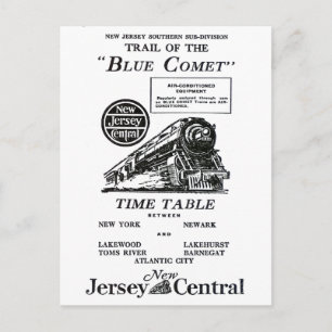 New Jersey Central Blue Comet Train Postcard