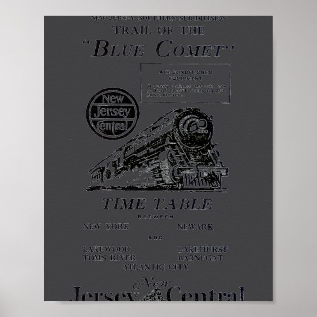 New Jersey Central Blue Comet Train  Poster (Front)
