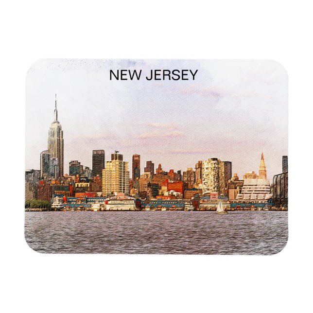 New Jersey Cityscape Panorama View Magnet (Horizontal)