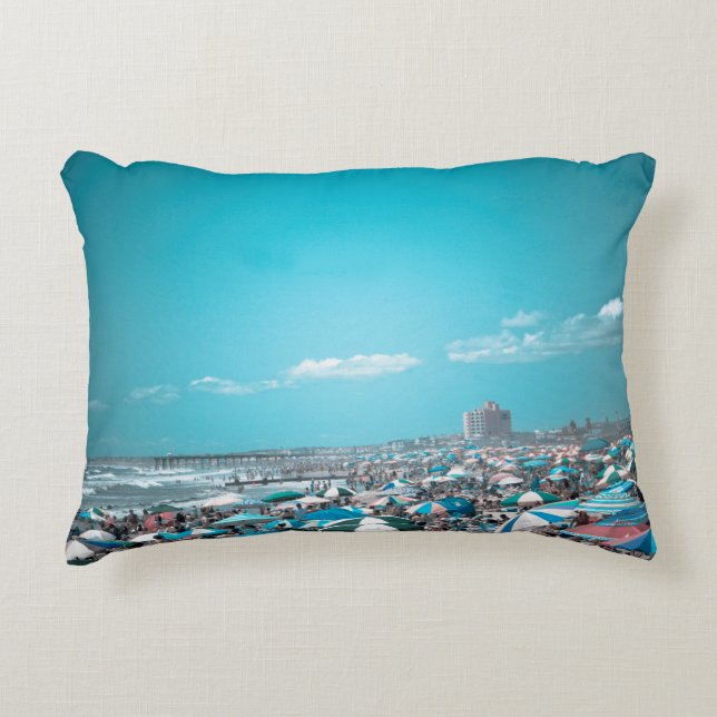 New Jersey Coastal Beach Art Accent Pillow (Front)